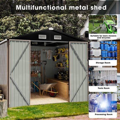 EcoSheds™ MEDIUM 6x4ft Brown METAL Outdoor Storage Shed