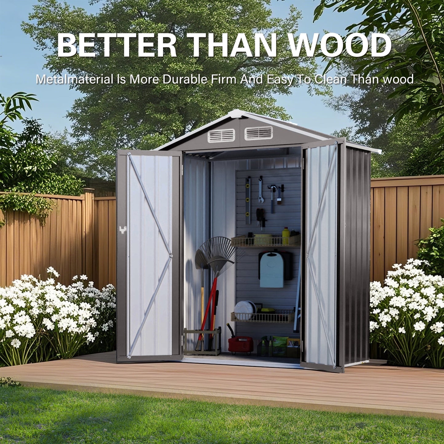 EcoSheds™ SMALL 5x3ft Black METAL Outdoor Storage Shed