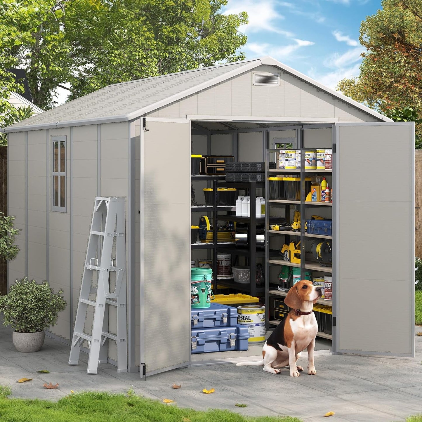 EcoSheds™ EXTRA LARGE Modern 8x10ft RESIN Outdoor Storage Shed