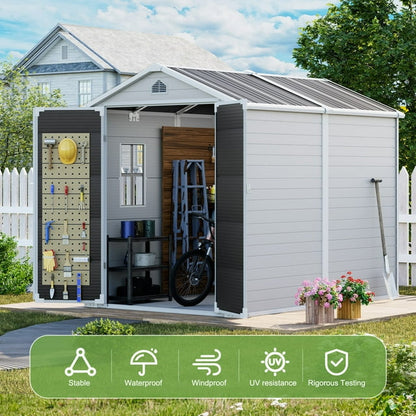EcoSheds™ LARGE 6x8ft Silver RESIN Outdoor Storage Shed