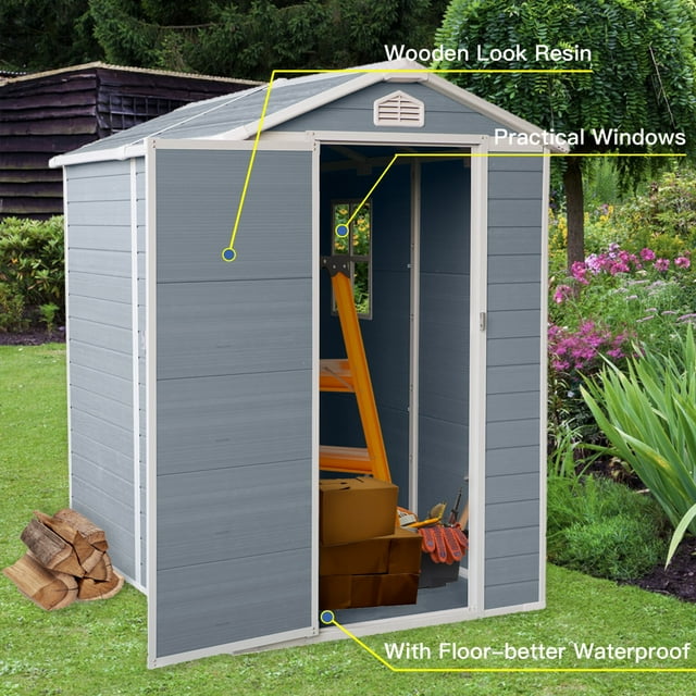 EcoSheds™ MEDIUM 4x6ft White RESIN Outdoor Storage Shed