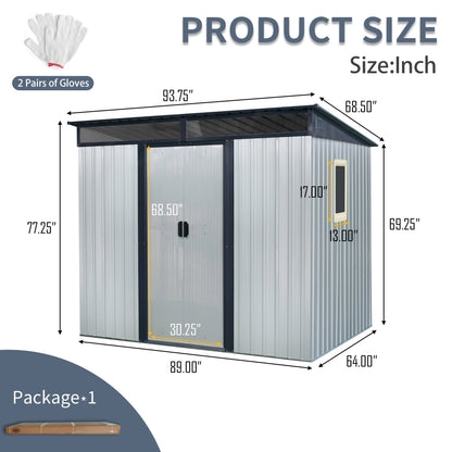 EcoSheds™ LARGE 6x8ft METAL Sliding Door Outdoor Storage Shed