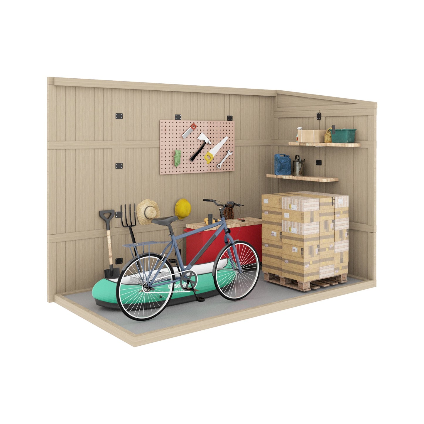 EcoSheds™ Wooden Outdoor Storage Shed 8x4ft with Metal Roof, Lockable Door and Vents