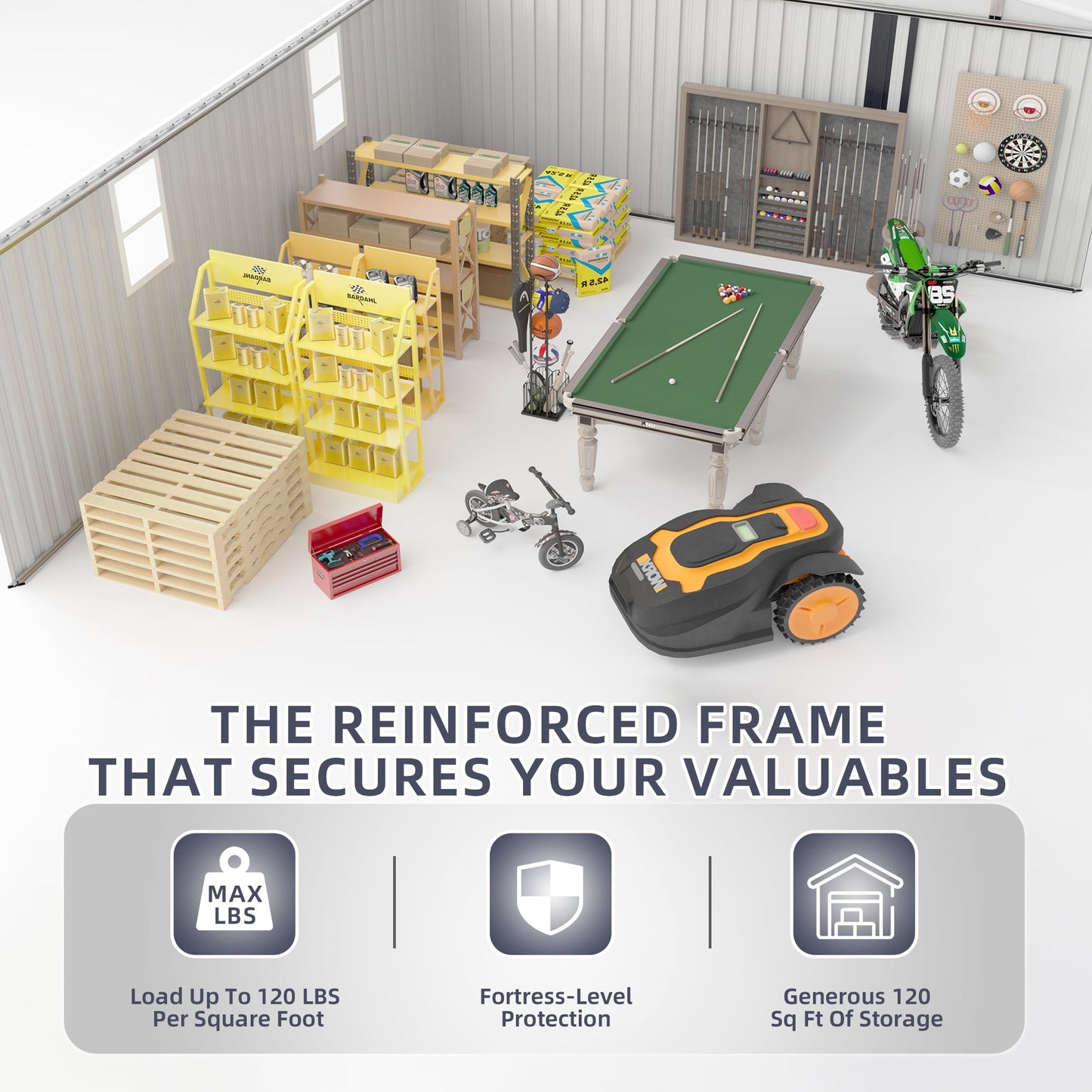 EcoSheds™ EXTRA LARGE Premium 10x12ft METAL Sliding Doors & Dual Sunlit Windows Outdoor Storage Sheds