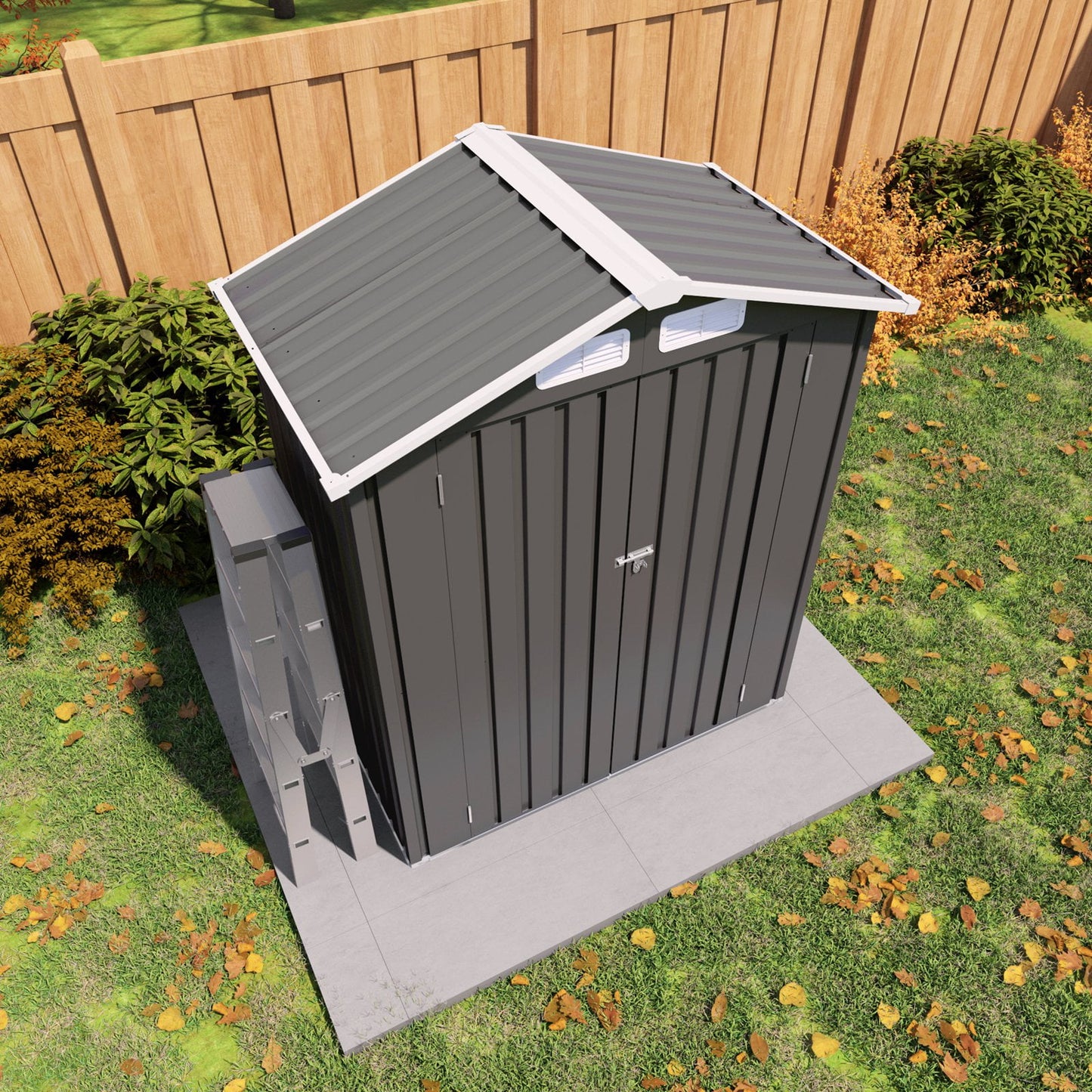 EcoSheds™ SMALL 5x3ft Black METAL Outdoor Storage Shed