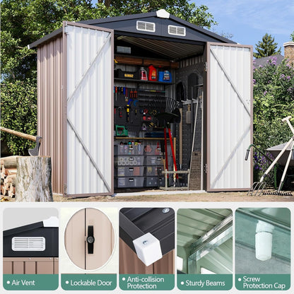 EcoSheds™ MEDIUM 6x4ft Brown METAL Outdoor Storage Shed