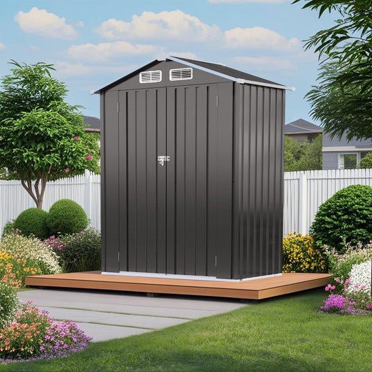 EcoSheds™ SMALL 5x3ft Black METAL Outdoor Storage Shed