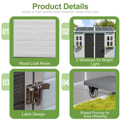 EcoSheds™ LARGE 8x6ft RESIN Outdoor Storage Shed
