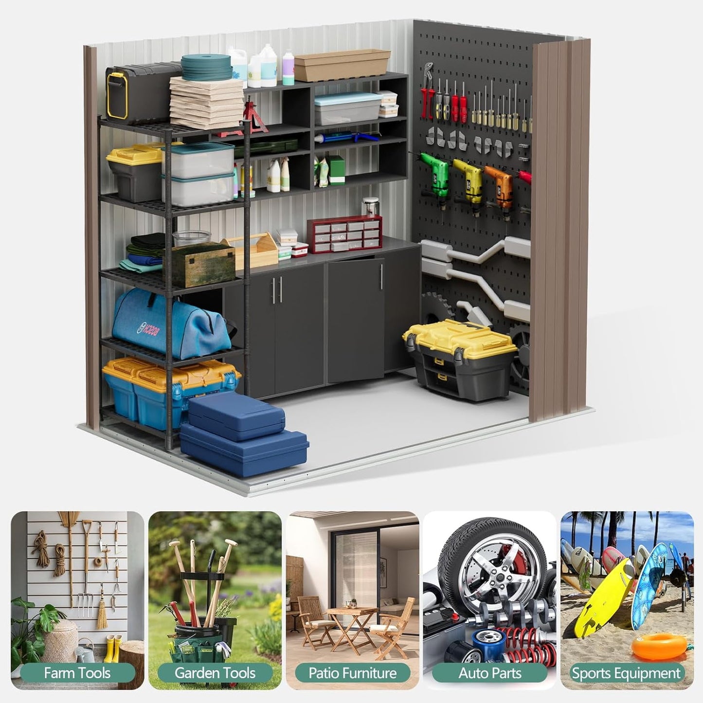 EcoSheds™ MEDIUM 6x4ft Brown METAL Outdoor Storage Shed