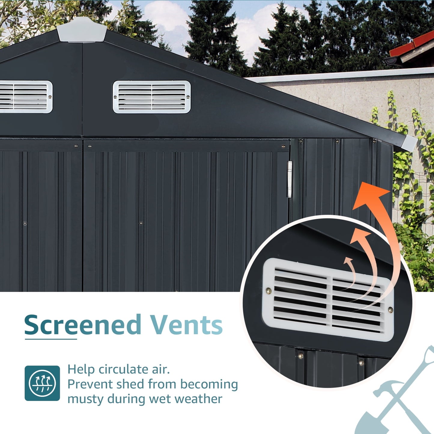 EcoSheds™ MEDIUM 6x4ft Black METAL Outdoor Storage Shed