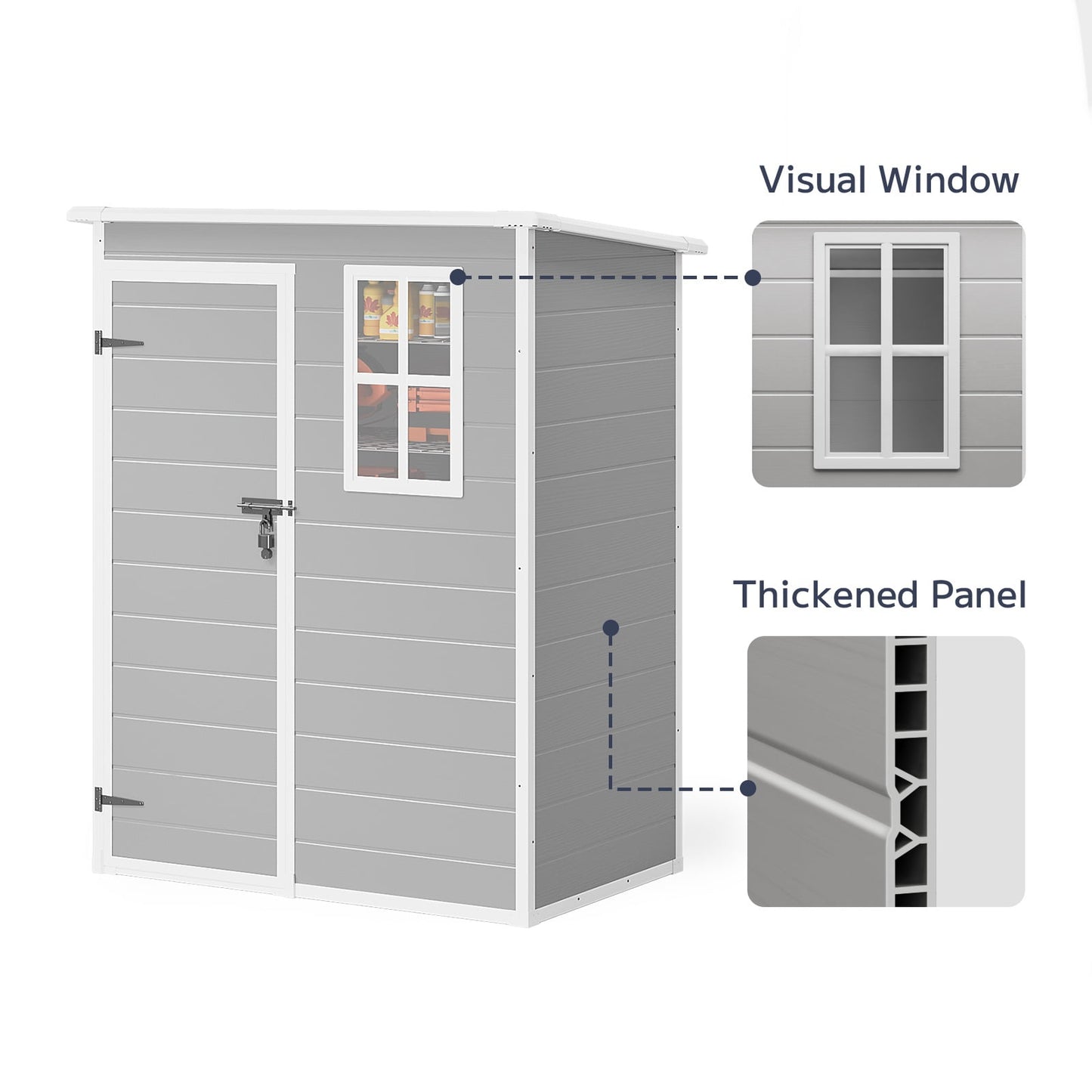 EcoSheds™ SMALL 5x3ft Gray RESIN Outdoor Storage Shed