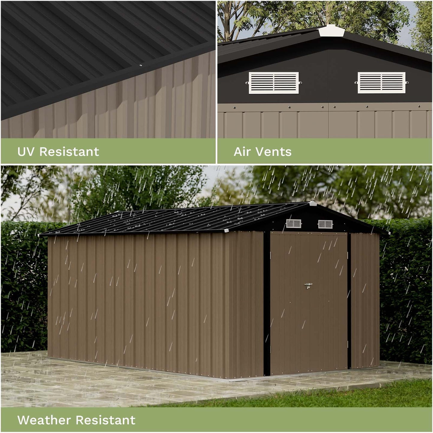 EcoSheds™ EXTRA LARGE 8x12ft METAL Outdoor Storage Sheds