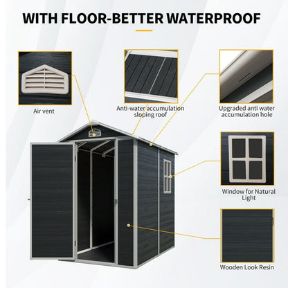 EcoSheds™ MEDIUM 4x6ft Black RESIN Outdoor Storage Shed