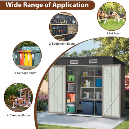 EcoSheds™ MEDIUM 6x4ft Light Brown METAL Outdoor Storage Shed