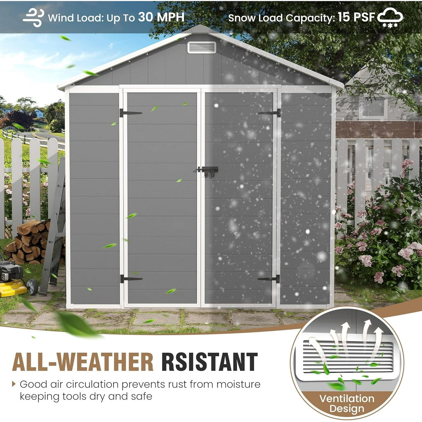 EcoSheds™ EXTRA LARGE Modern 8x10ft RESIN Outdoor Storage Shed