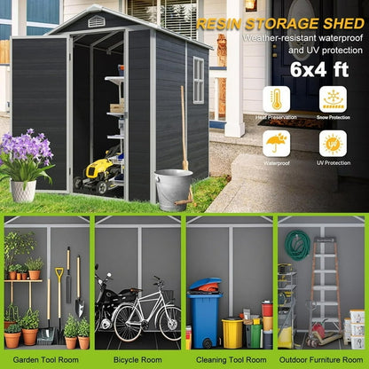 EcoSheds™ MEDIUM 4x6ft Black RESIN Outdoor Storage Shed