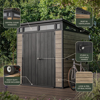 EcoSheds™ EXTRA LARGE Modern 7x7ft RESIN Outdoor Storage Shed