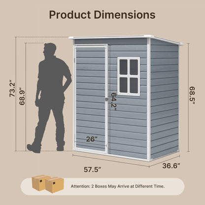 EcoSheds™ SMALL 5x3ft Dark Gray RESIN Outdoor Storage Shed