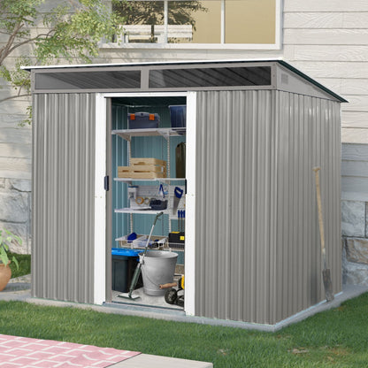 EcoSheds™ LARGE 6x8ft METAL Sliding Door Outdoor Storage Shed
