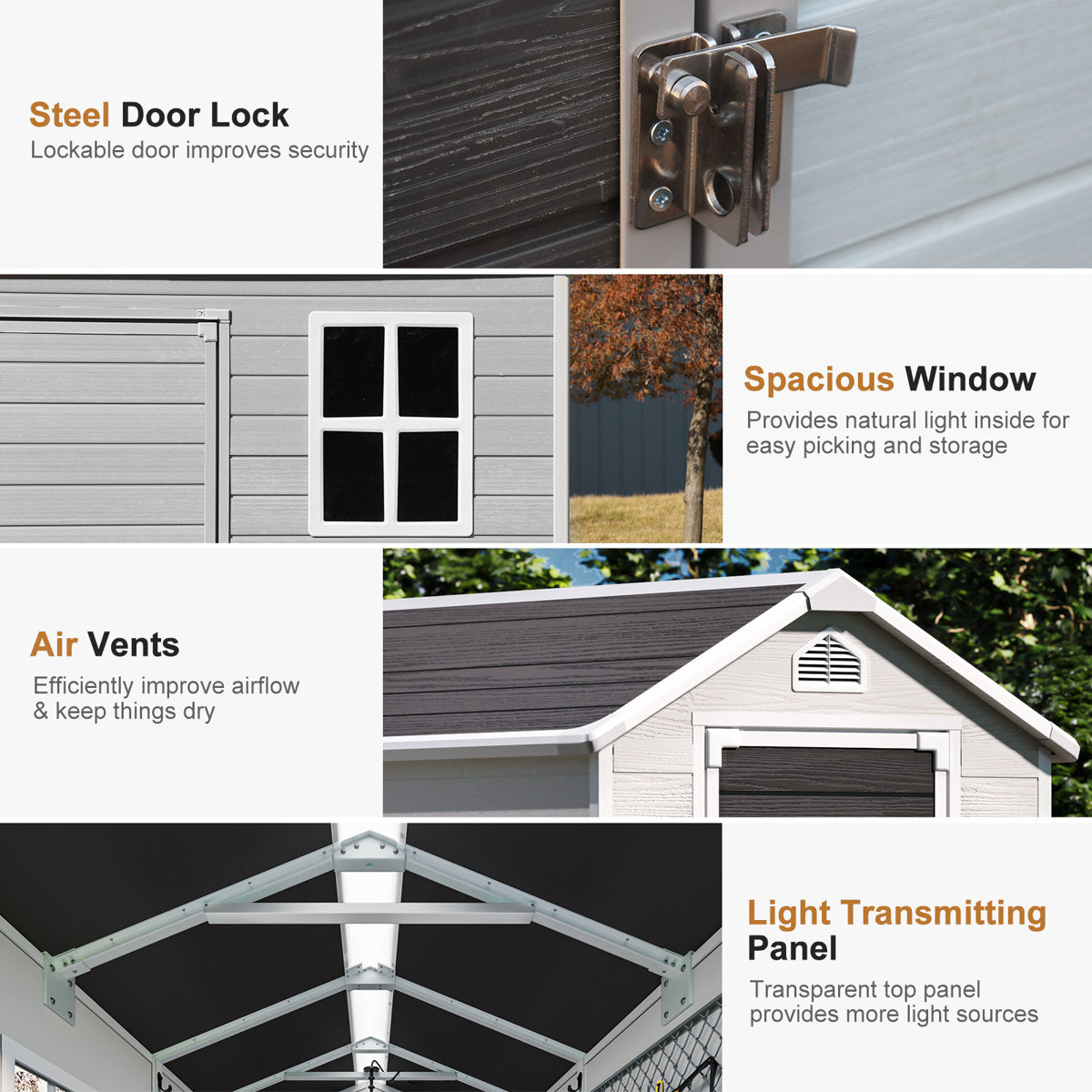 EcoSheds™ MEDIUM 4x6ft Gray/Black RESIN Outdoor Storage Shed