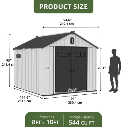 EcoSheds™ EXTRA LARGE Modern 8x10ft RESIN Outdoor Storage Shed