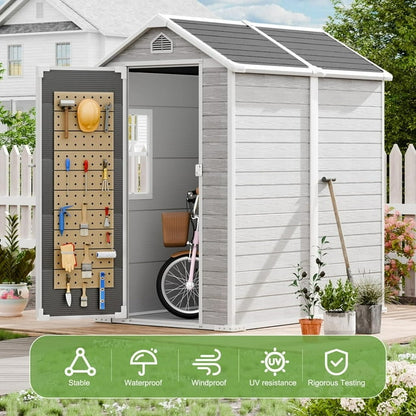 EcoSheds™ MEDIUM 4x6ft Gray/Black RESIN Outdoor Storage Shed