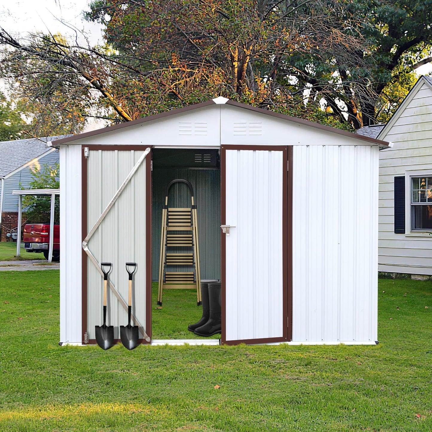 EcoSheds™ LARGE 6x8ft METAL Outdoor Storage Shed