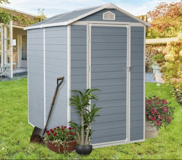 EcoSheds™ MEDIUM 4x6ft White RESIN Outdoor Storage Shed