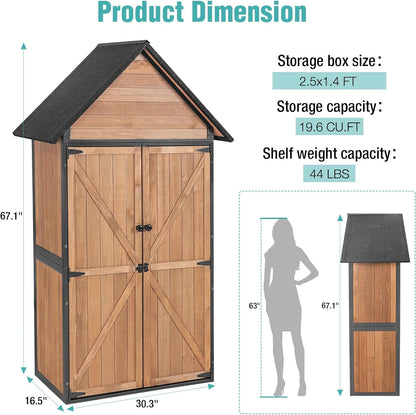 EcoSheds™ Wooden Outdoor Storage Shed 2.5x1.4ft with Metal frame structure