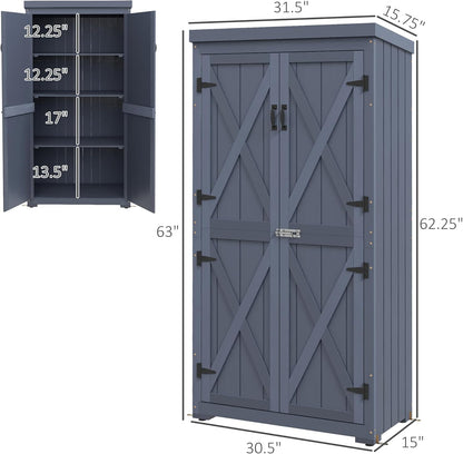 EcoSheds™ Wooden Outdoor Storage Shed 2.6x1.5ft with Metal Roof