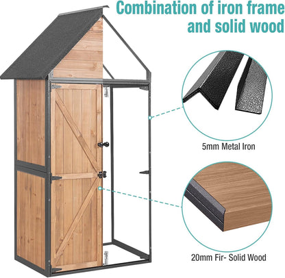 EcoSheds™ Wooden Outdoor Storage Shed 2.5x1.4ft with Metal frame structure