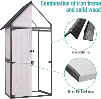 EcoSheds™ Wooden Outdoor Storage Shed 2.5x1.4ft with Metal frame structure