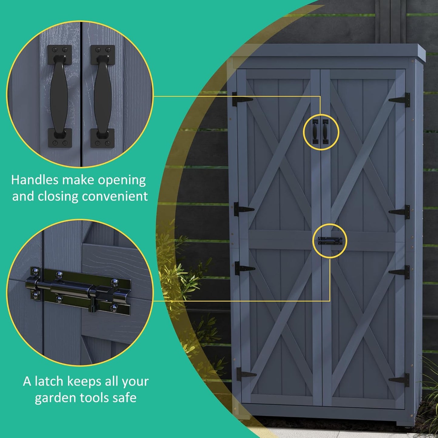 EcoSheds™ Wooden Outdoor Storage Shed 2.6x1.5ft with Metal Roof