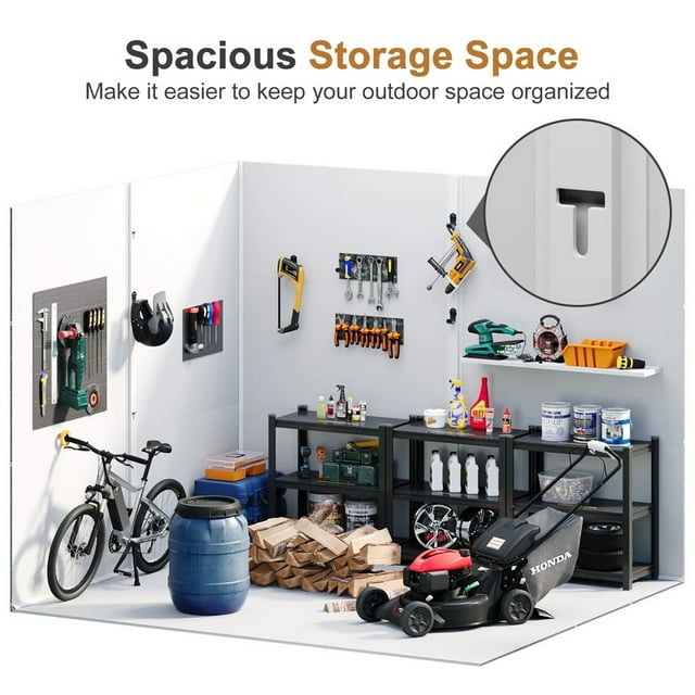 EcoSheds™ LARGE 6x8ft Silver RESIN Outdoor Storage Shed