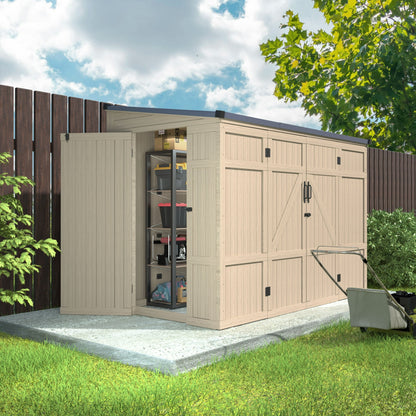 EcoSheds™ Wooden Outdoor Storage Shed 8x4ft with Metal Roof, Lockable Door and Vents