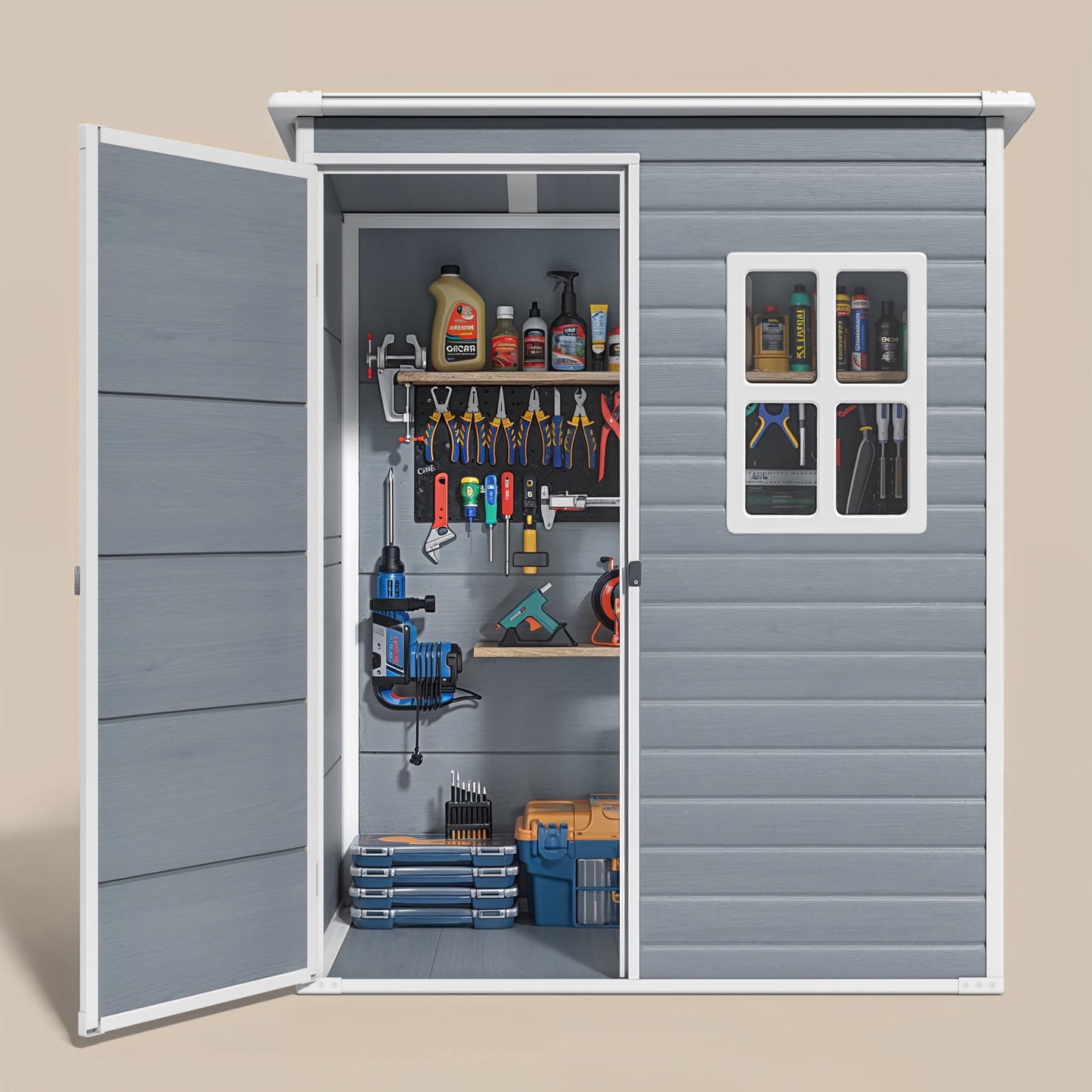 EcoSheds™ SMALL 5x3ft Dark Gray RESIN Outdoor Storage Shed