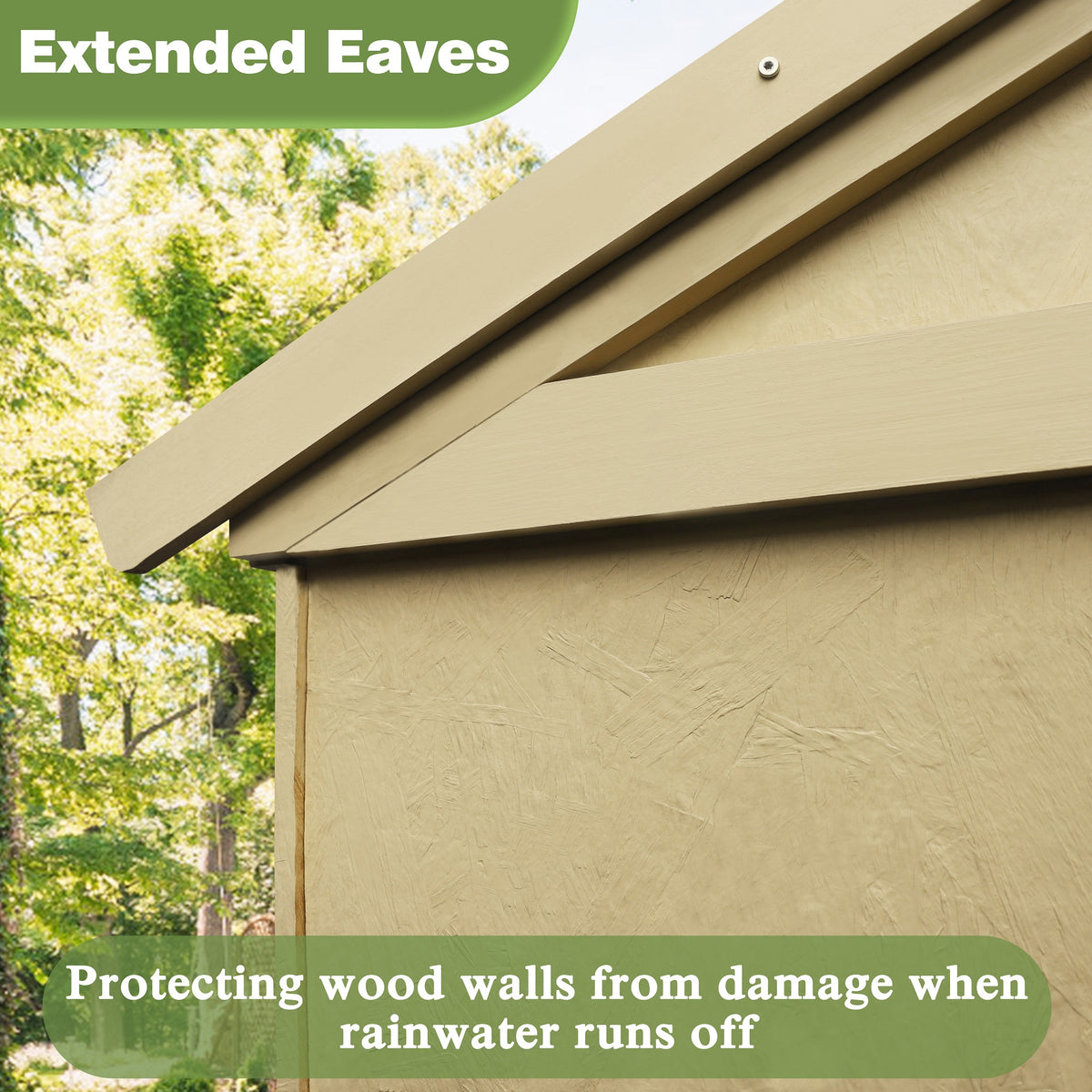 EcoSheds™ Wooden Outdoor Storage Shed 8x12ft with Metal Roof, Lockable Door and Vents