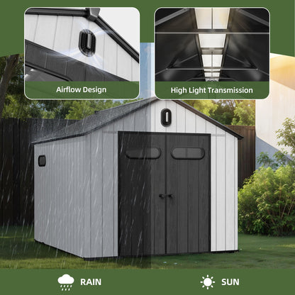 EcoSheds™ EXTRA LARGE Modern 8x10ft RESIN Outdoor Storage Shed