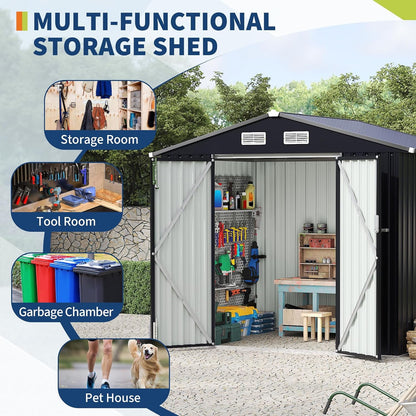 EcoSheds™ LARGE 6x8ft METAL Outdoor Storage Shed