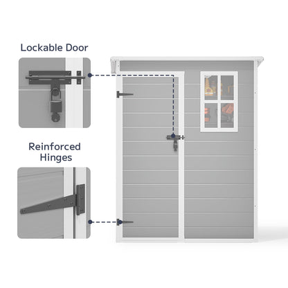 EcoSheds™ SMALL 5x3ft Gray RESIN Outdoor Storage Shed