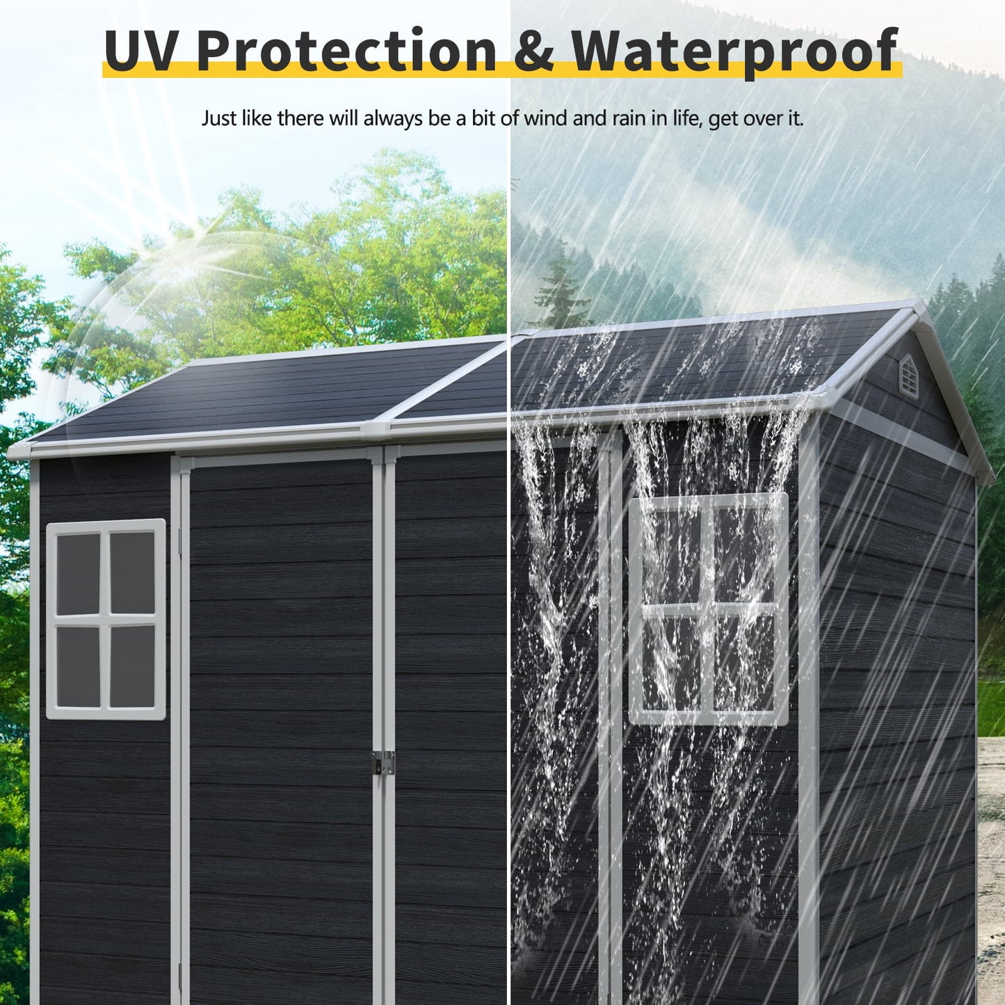 EcoSheds™ LARGE 8x6ft RESIN Outdoor Storage Shed