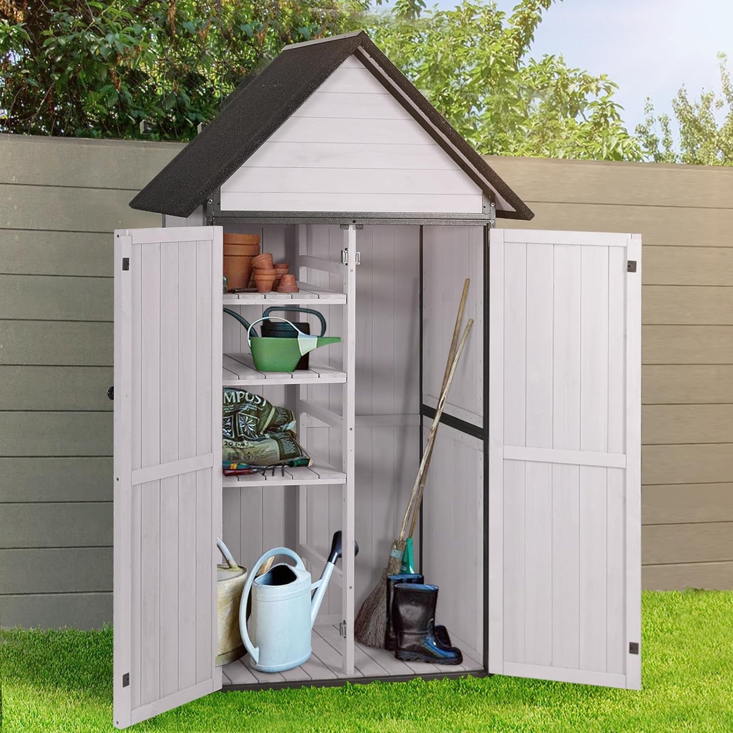 EcoSheds™ Wooden Outdoor Storage Shed 2.5x1.4ft with Metal frame structure