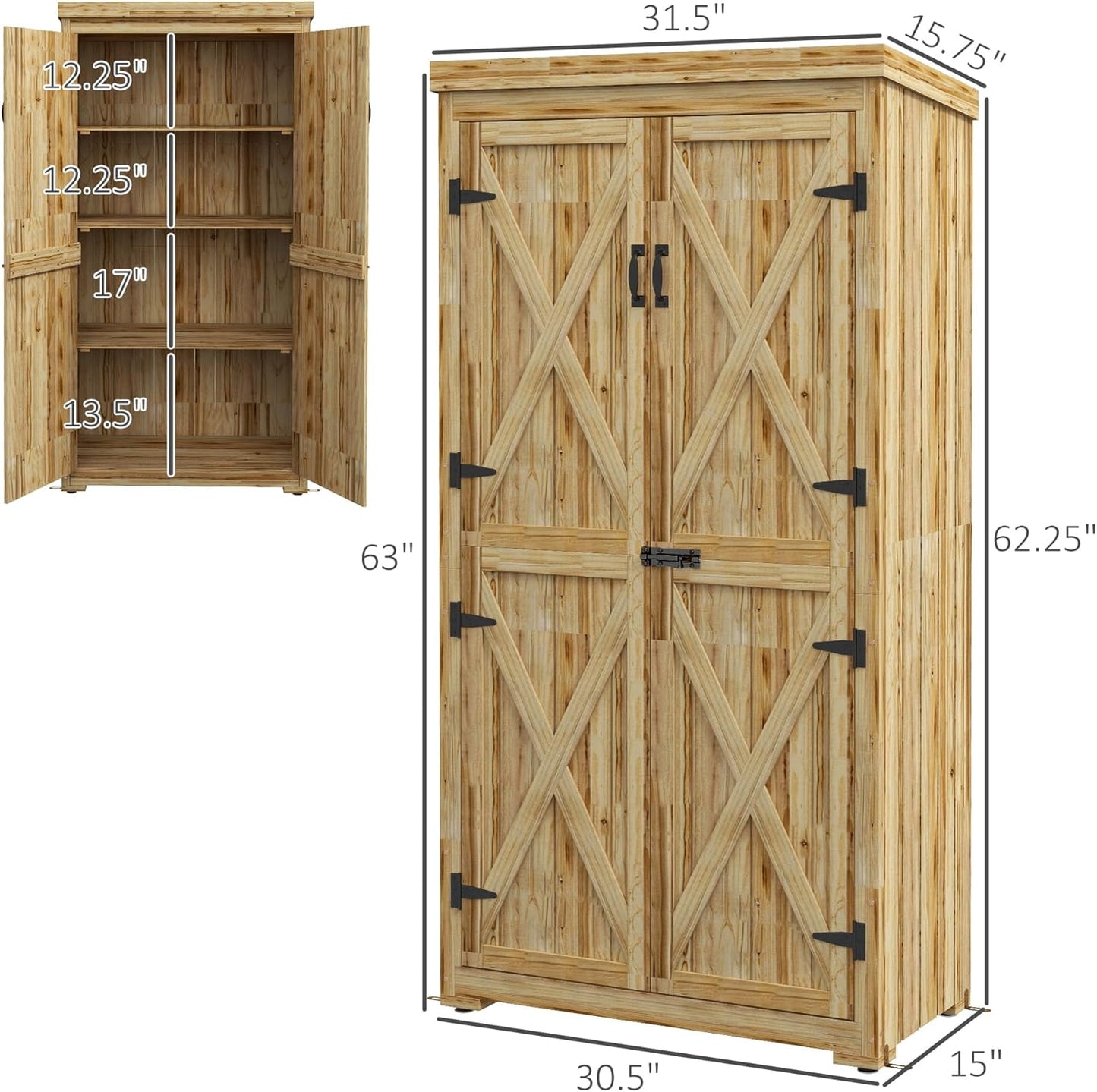 EcoSheds™ Wooden Outdoor Storage Shed 2.6x1.5ft with Metal Roof