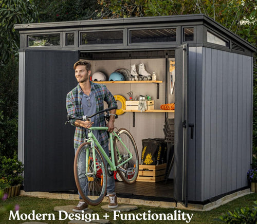 EcoSheds™ EXTRA LARGE Modern 9x7ft RESIN Outdoor Storage Shed