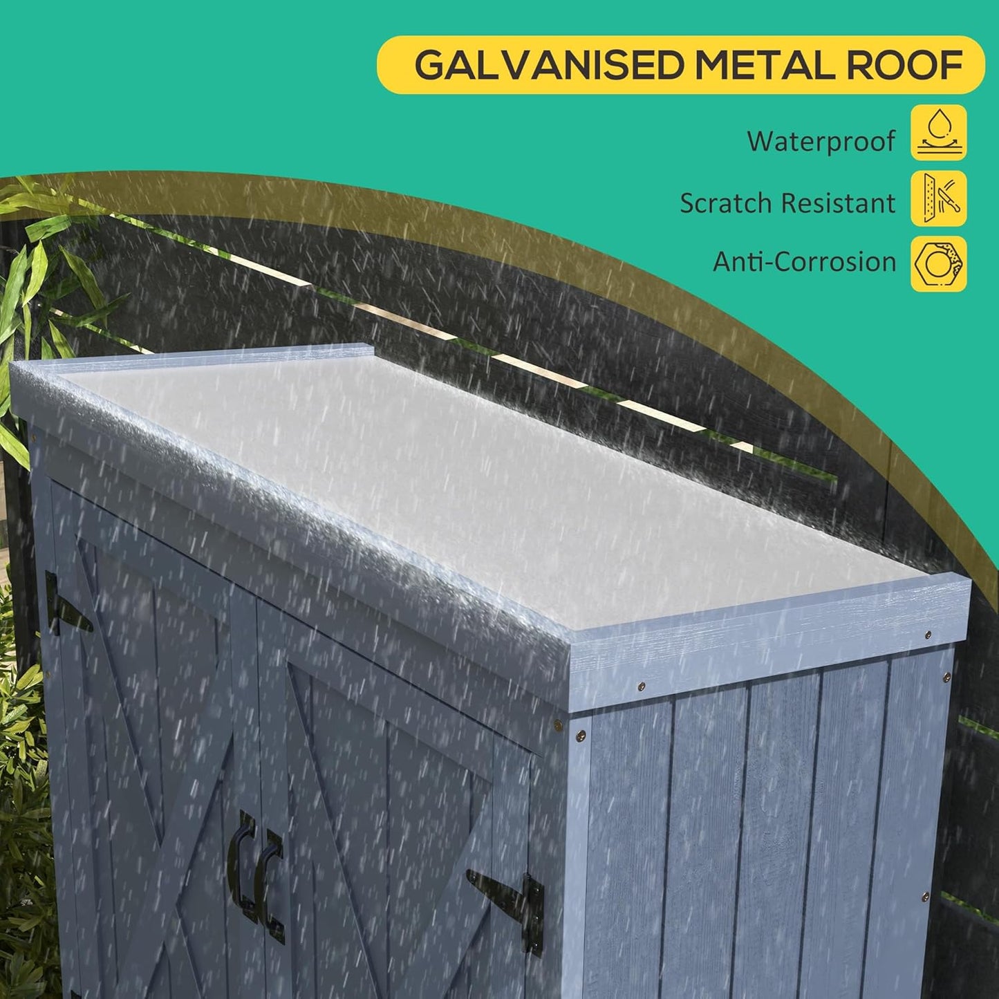 EcoSheds™ Wooden Outdoor Storage Shed 2.6x1.5ft with Metal Roof