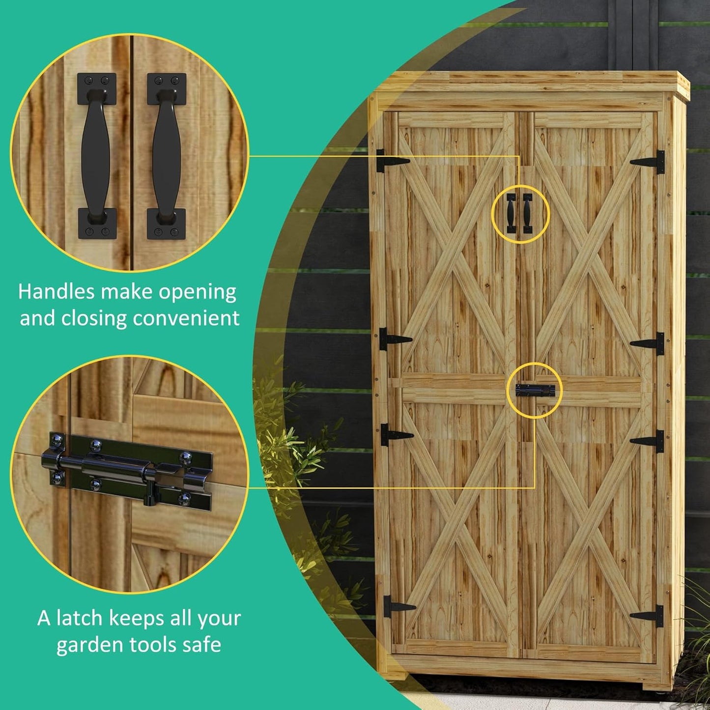 EcoSheds™ Wooden Outdoor Storage Shed 2.6x1.5ft with Metal Roof