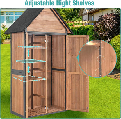 EcoSheds™ Wooden Outdoor Storage Shed 2.5x1.4ft with Metal frame structure