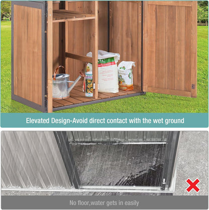 EcoSheds™ Wooden Outdoor Storage Shed 2.5x1.4ft with Metal frame structure