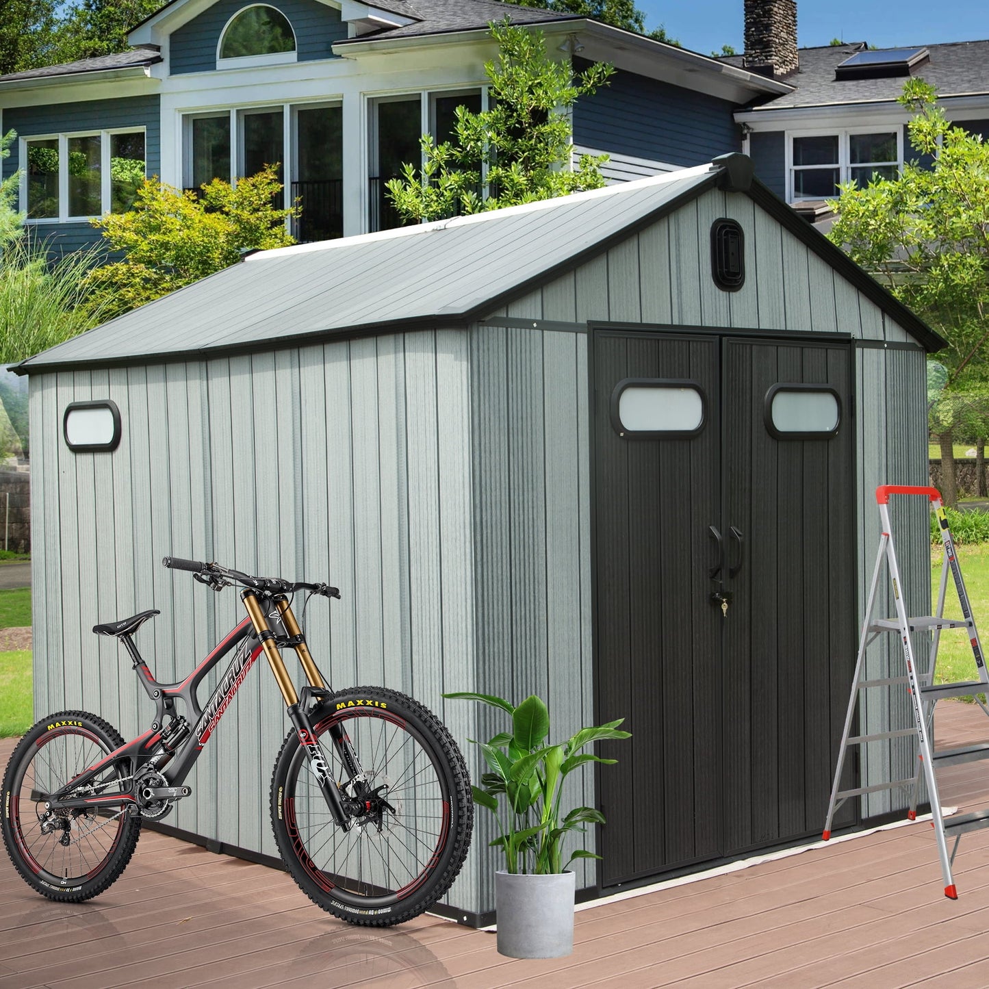EcoSheds™ EXTRA LARGE Modern 8x10ft RESIN Outdoor Storage Shed