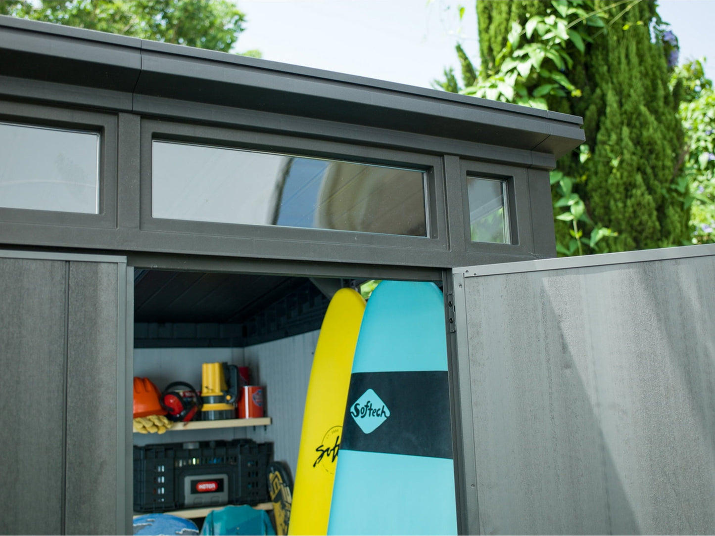 EcoSheds™ EXTRA LARGE Modern 7x7ft RESIN Outdoor Storage Shed